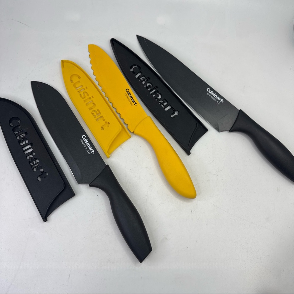 Lot 3 CUISINART Knives Knife Covers Plastic 6” Serrated, 7” and 8” Knives